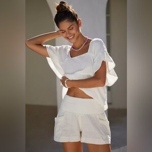 By Anthropologie The Kaveri Smocked Shorts size XL EUC 100% Cotton